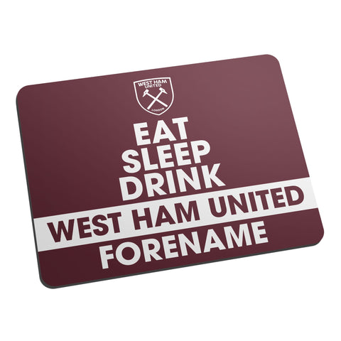 Personalised West Ham United FC Eat Sleep Drink Mouse Mat