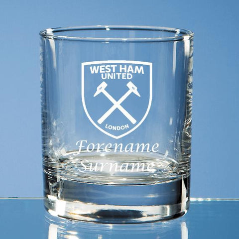 Personalised West Ham Whisky Tumbler Glass