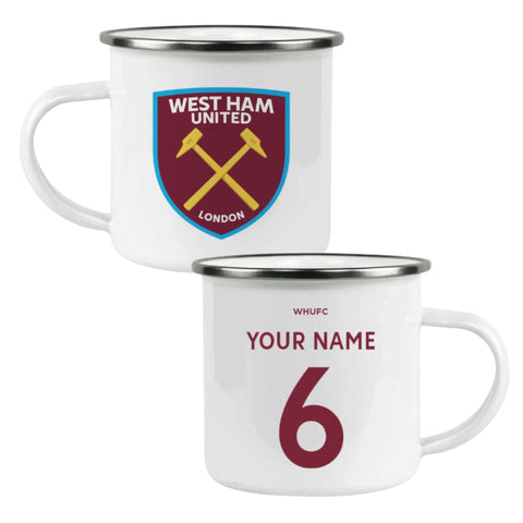 West Ham United FC Personalised Enamel Camping Mug