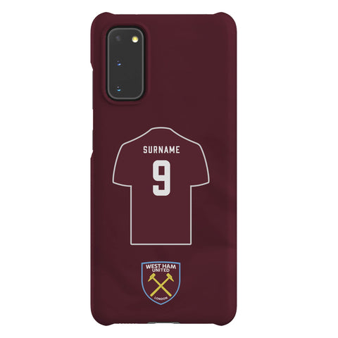 West Ham United FC Personalised Samsung Galaxy S20 Snap Case
