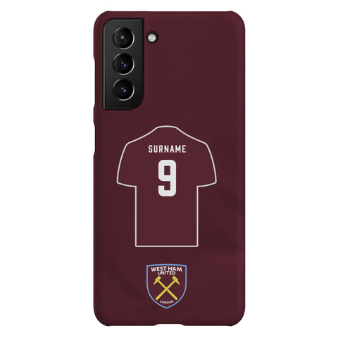 West Ham United FC Personalised Samsung Galaxy S21 Snap Case