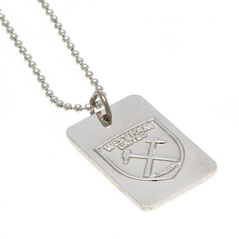West Ham United FC Silver Plated Dog Tag & Chain  - Official Merchandise Gifts