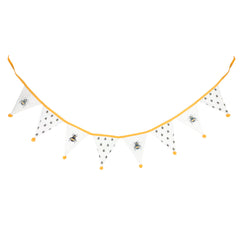 White Alternating Bee Print Fabric Bunting