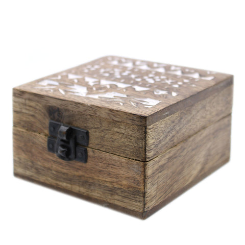 White Washed Wooden Box - 4x4 Slavic Design