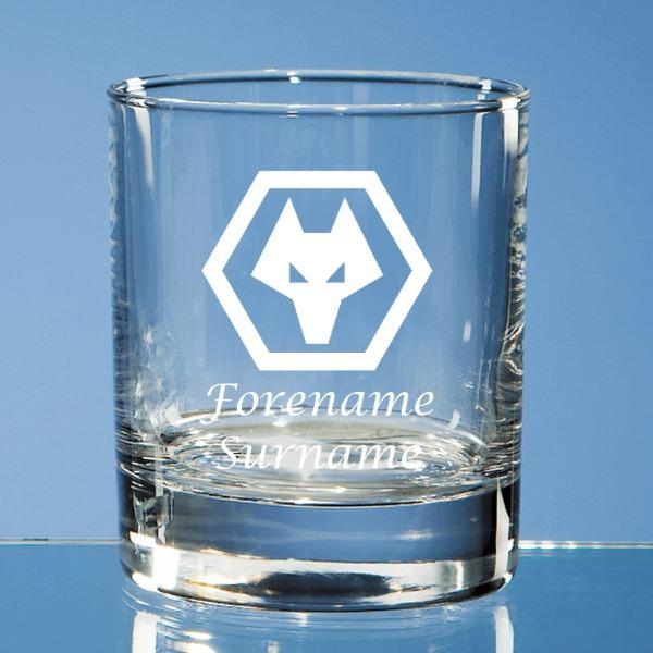 Personalised Wolves Whisky Tumbler Glass