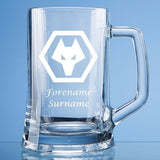 Personalised Wolves Large Glass Tankard