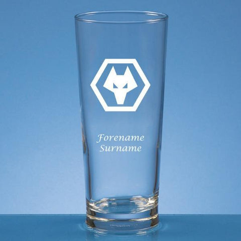Personalised Wolves Pint Glass