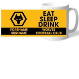 Personalised Wolves Eat Sleep Drink Mug