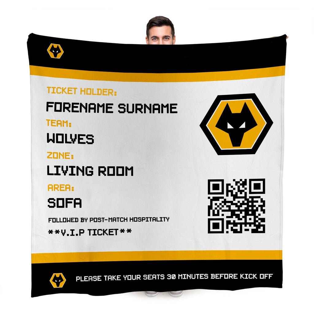 Wolves Personalised Fleece Blanket (Fans Ticket Design)