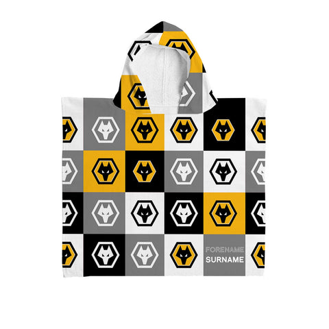 Wolves Personalised Kids' Hooded Towel - Chequered