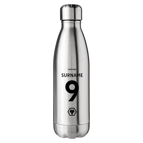 Wolves Personalised Silver Insulated Water Bottle