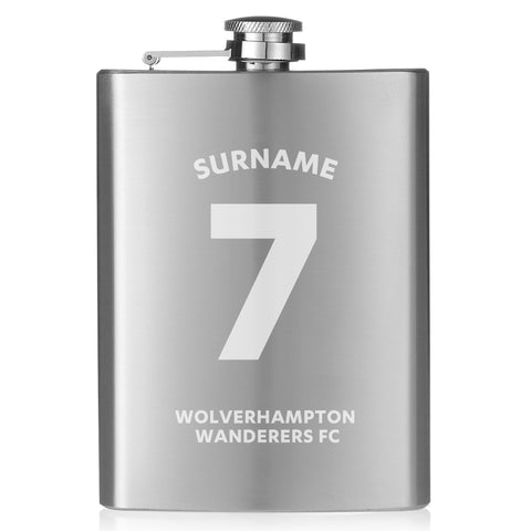 Personalised Wolves Shirt Hip Flask