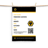 Wolves Tea Towel - Personalised (Fans Ticket Design)